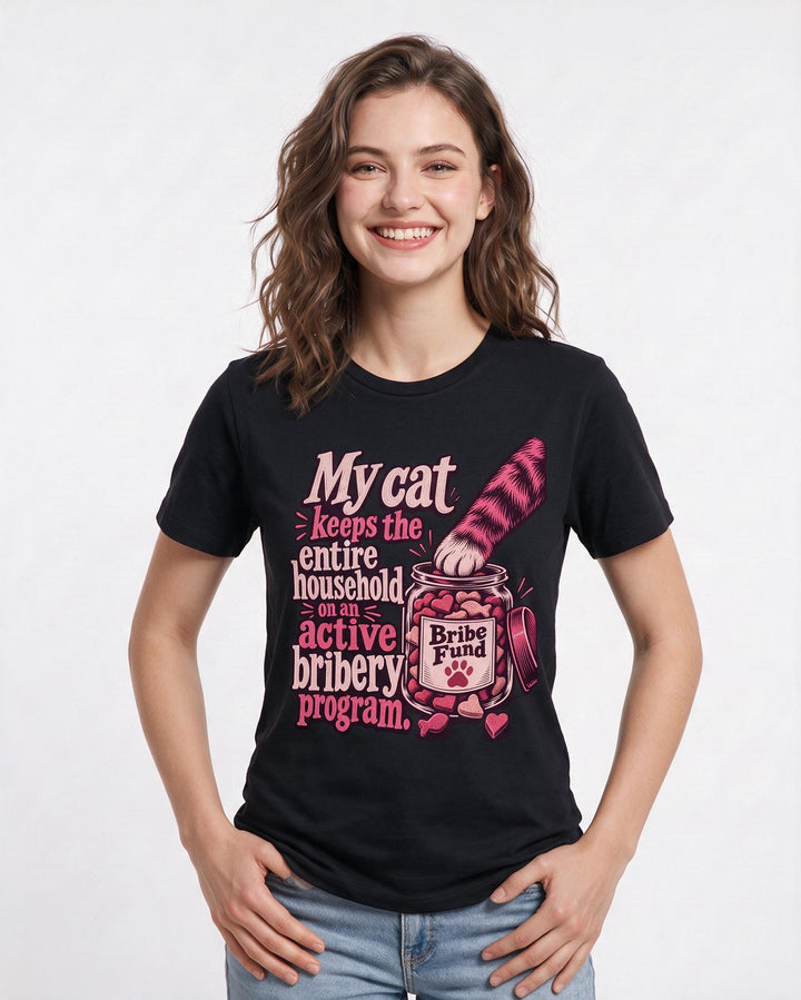 Cat Lover Black T-Shirt for Women – Everyday Expression Graphic Tee product image 1