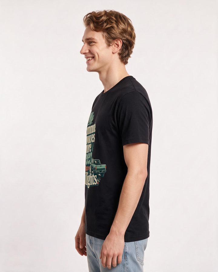 Hunting Men's Black T-Shirt – My commute involves more trees than taillights. product image 2