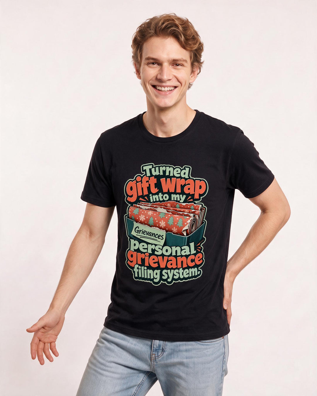 Christmas Black T-Shirt for Men – Holiday Theme Graphic Tee product image 1