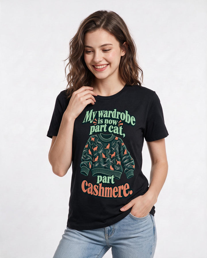 Cat Lover Black T-Shirt for Women – Everyday Expression Graphic Tee product image 1