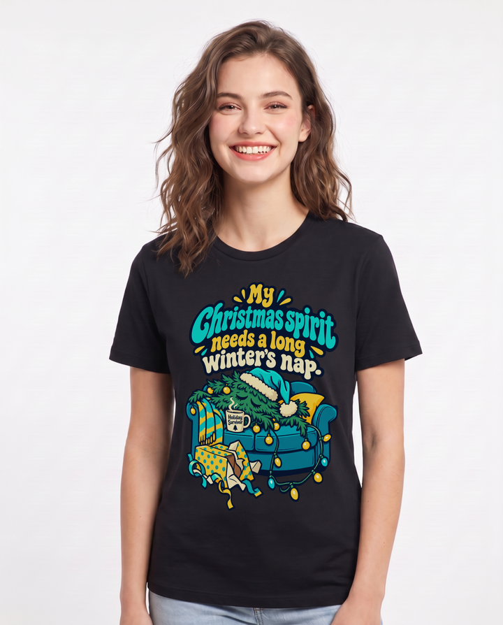 Christmas Black T-Shirt for Women – Holiday Theme Graphic Tee product image 3