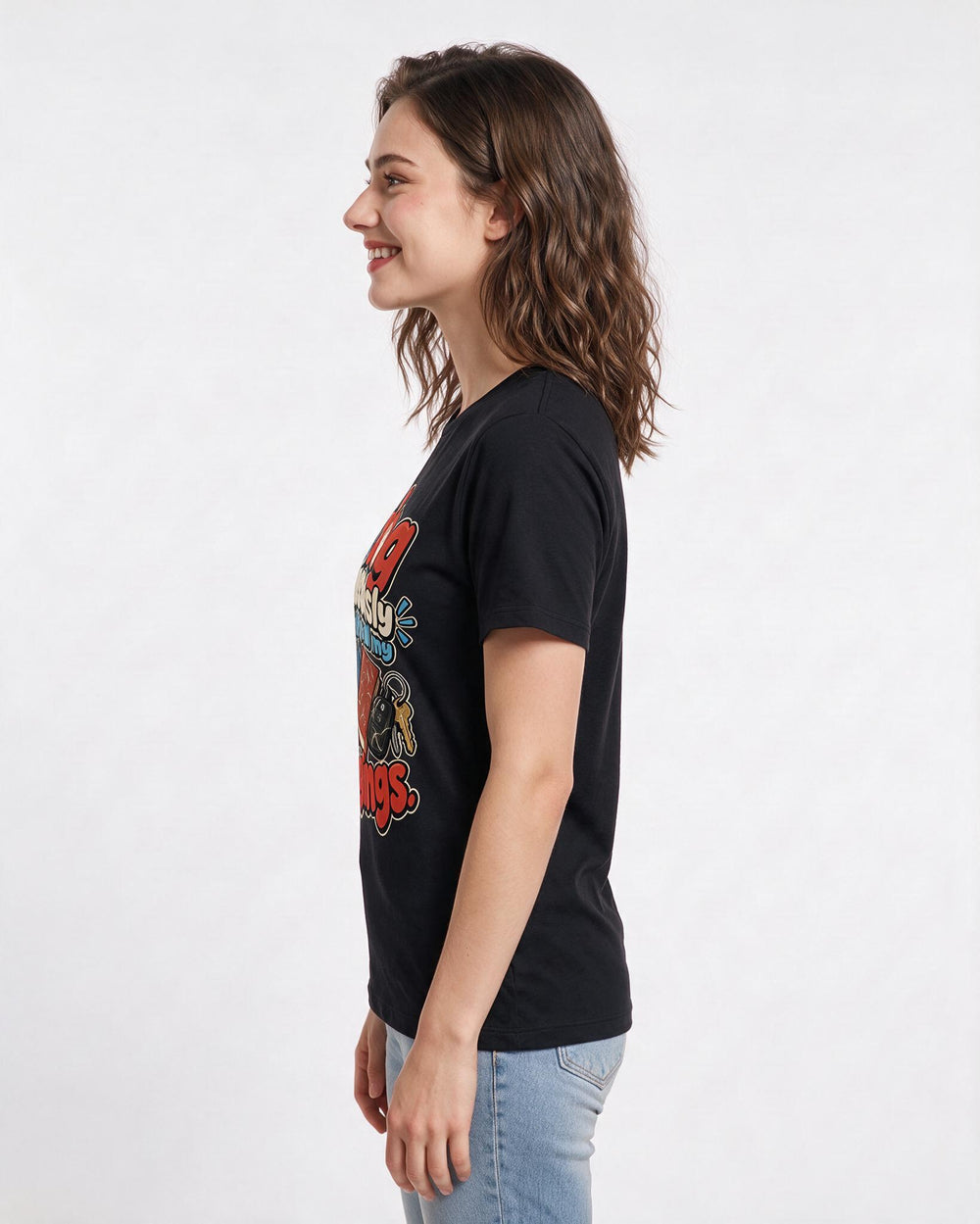 Cat Lover Black T-Shirt for Women – Everyday Expression Graphic Tee product image 2