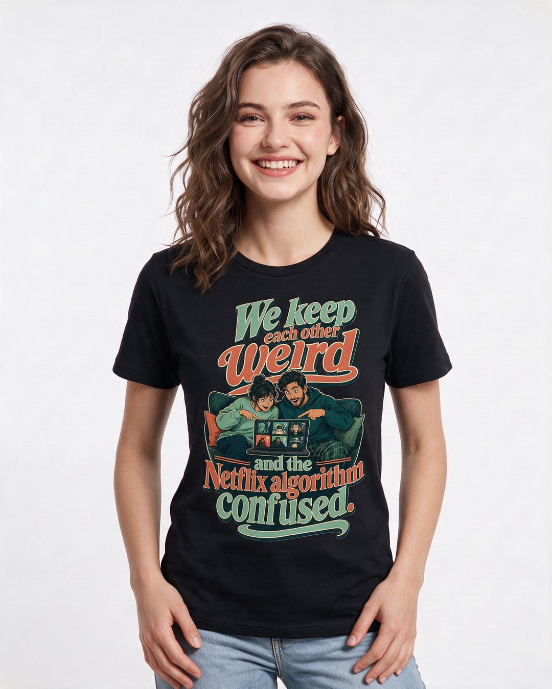 Couples Black T-Shirt for Women – Everyday Expression Graphic Tee product image 1