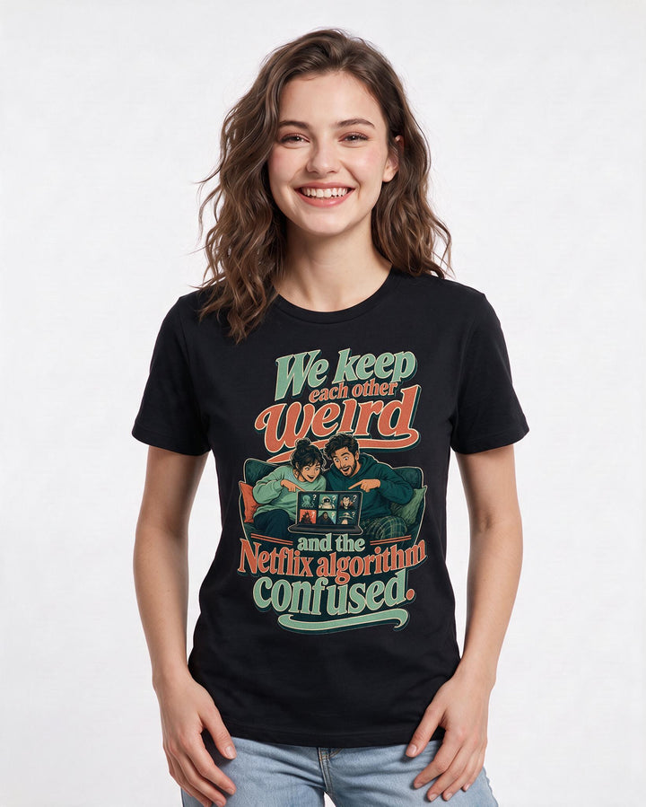 Couples Black T-Shirt for Women – Everyday Expression Graphic Tee product image 1