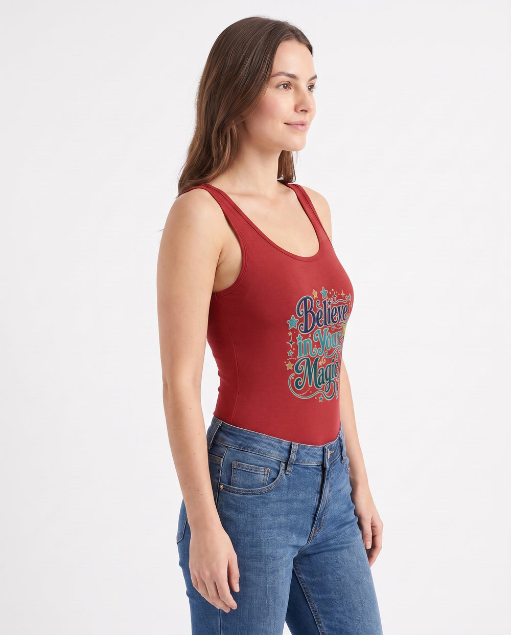 Believe In Your Magic Sleeveless Tank Bodysuit mockup 2