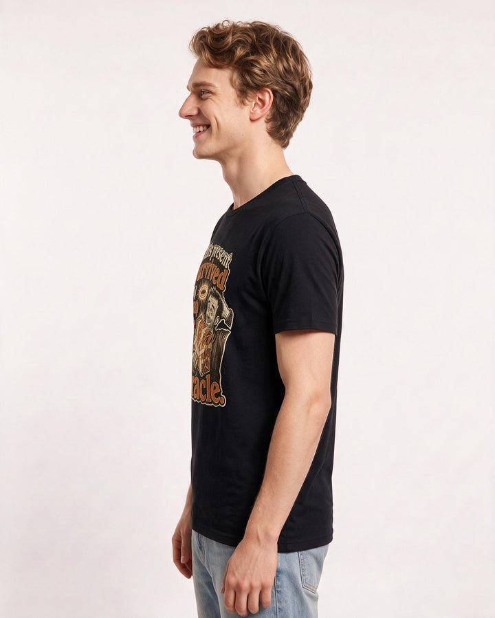 Funny Christmas Men's Black T-Shirt – This present survived my wrap job; that's the miracle. product image 2