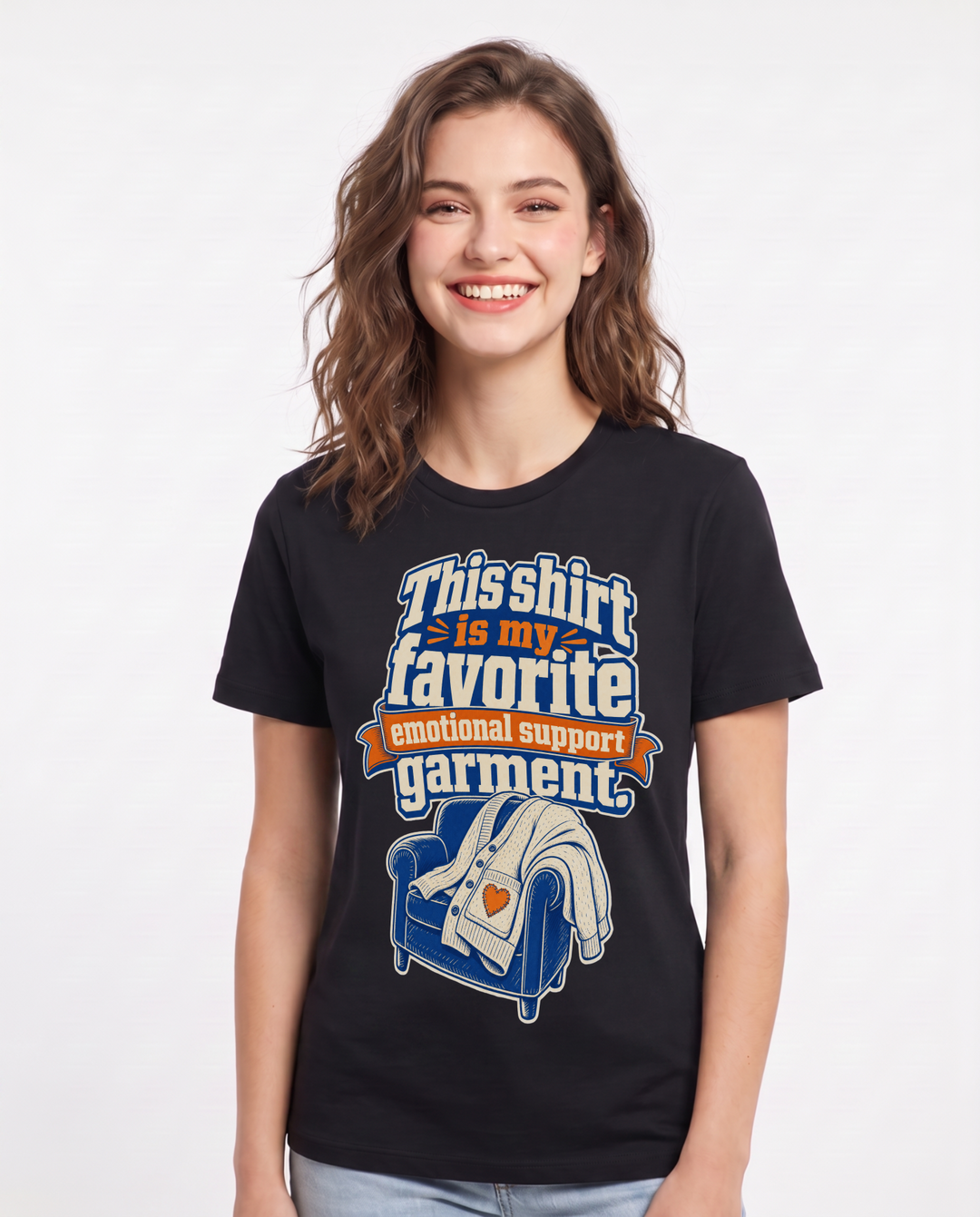 Mom Women's Black T-Shirt – This shirt is my favorite emotional support garment. product image 1