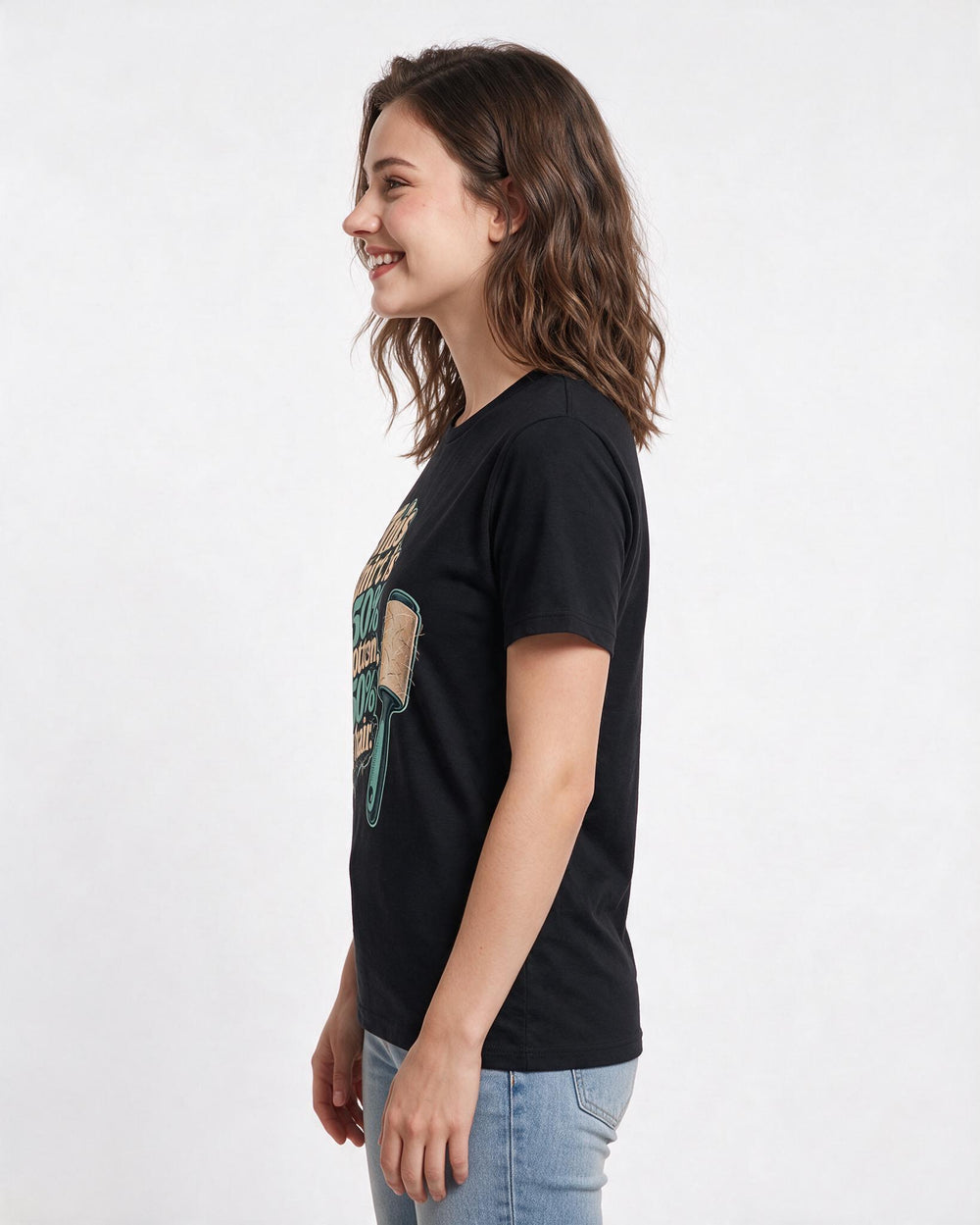 Cat Lover Black T-Shirt for Women – Everyday Expression Graphic Tee product image 2