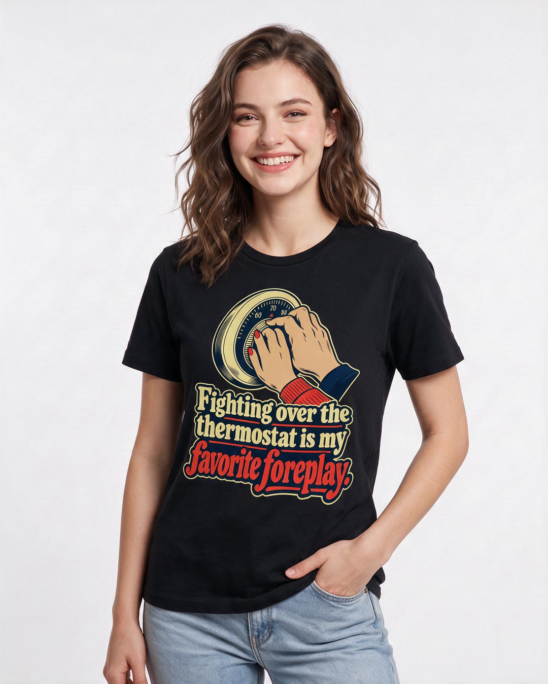 Couples Black T-Shirt for Women – Everyday Expression Graphic Tee product image 1