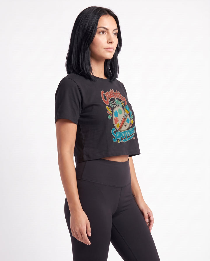 Creativity Is My Superpower Crop Top mockup 2