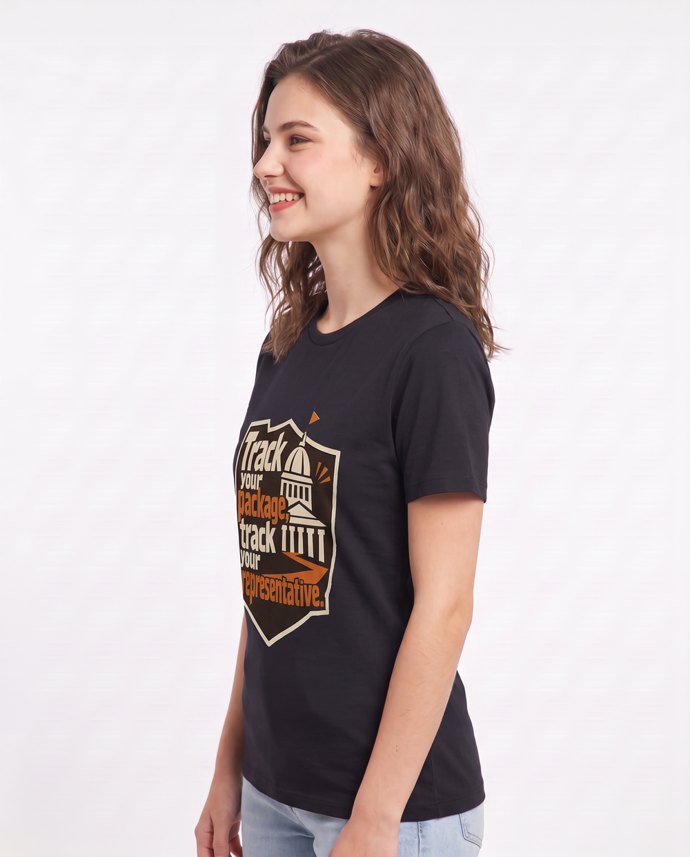 Graphic Women's Black T-Shirt - Track your package, track your product image 2