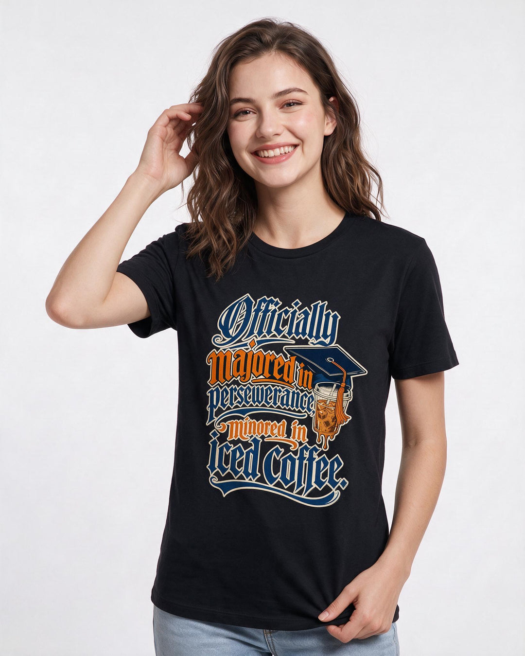 Funny Graduation Women's Black T-Shirt – Officially majored in perseverance, product image 3