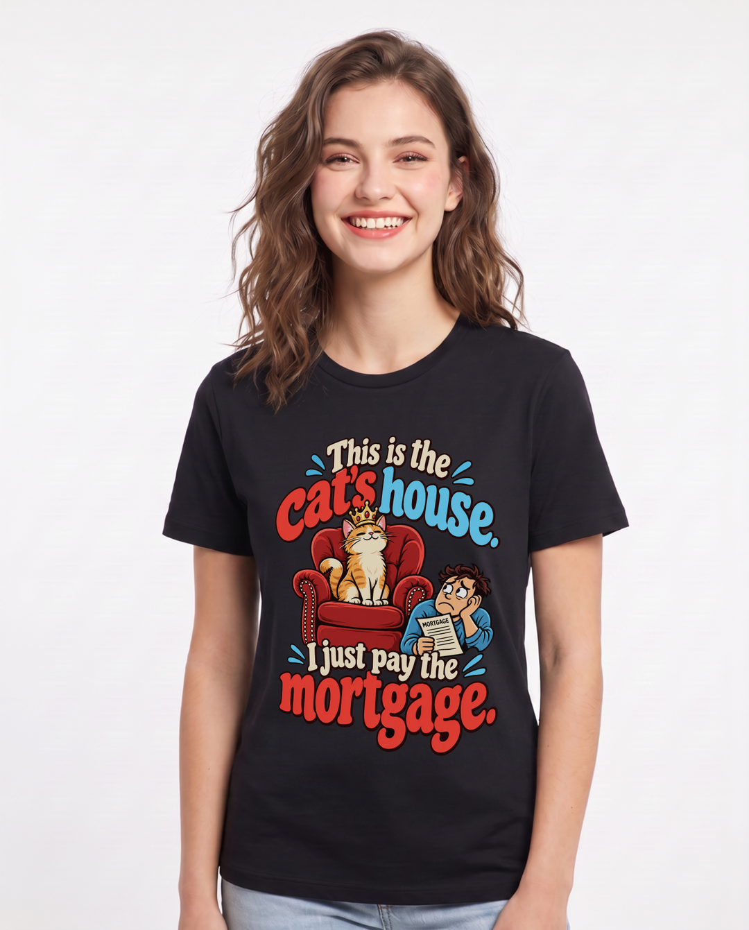 Cat Lover Black T-Shirt for Women – Everyday Expression Graphic Tee product image 3