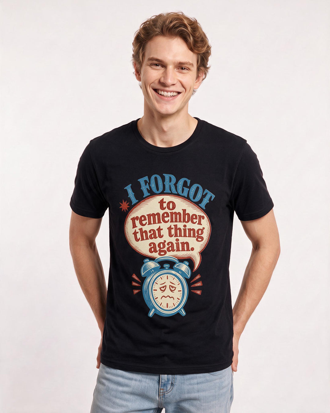 Graphic Men's Black T-Shirt - I forgot to remember that thing again. product image 3
