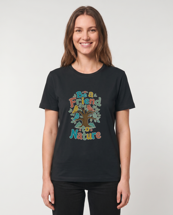 Be A Friend To Nature Black T-Shirt mockup 1