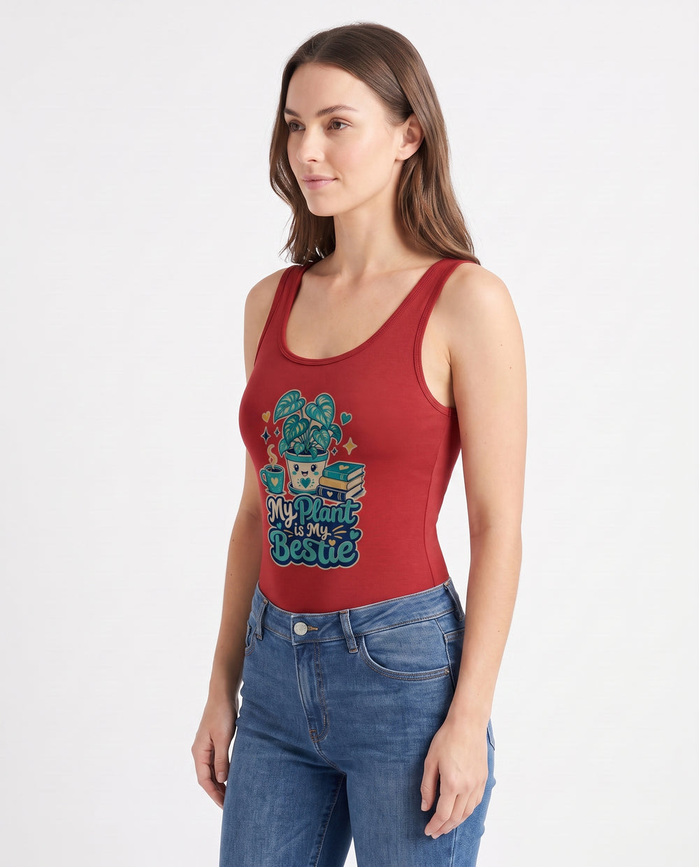 My Plant Is My Bestie Sleeveless Tank Bodysuit mockup 2