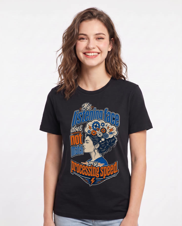 Neurodiversity Black T-Shirt for Women – Everyday Expression Graphic Tee product image 3