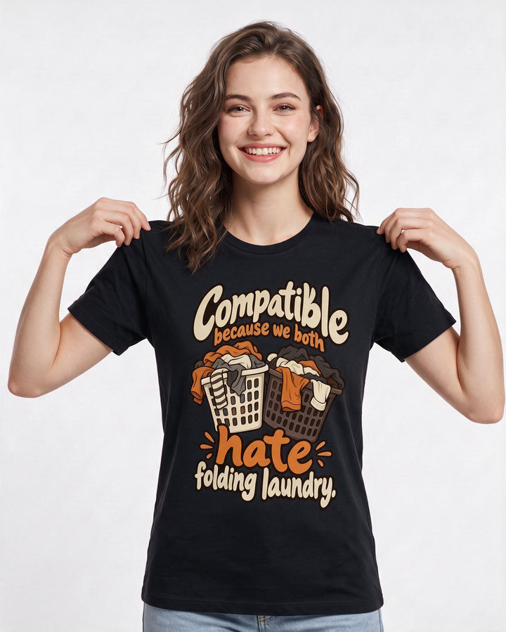 Couples Black T-Shirt for Women – Everyday Expression Graphic Tee product image 1