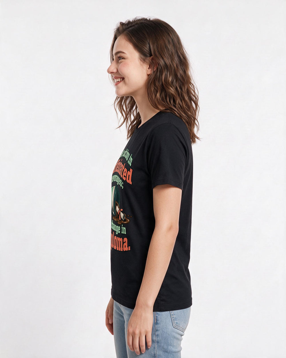Graduation Black T-Shirt for Women – Everyday Expression Graphic Tee product image 2