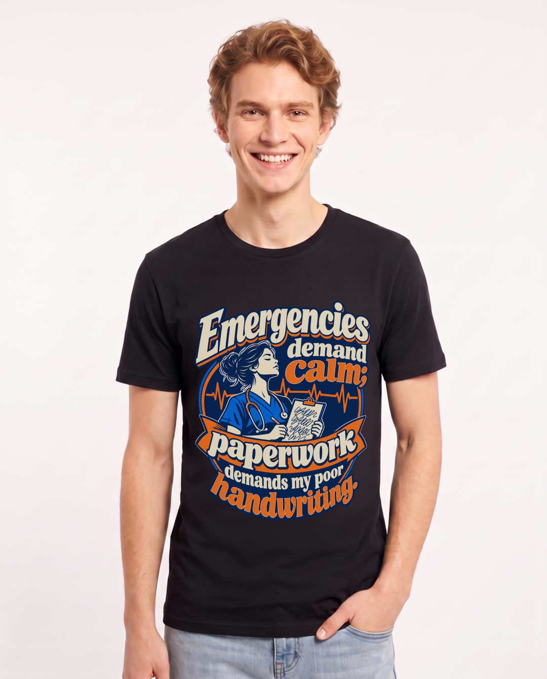 Nurse Black T-Shirt for Men – Nursing Life Graphic Tee product image 3