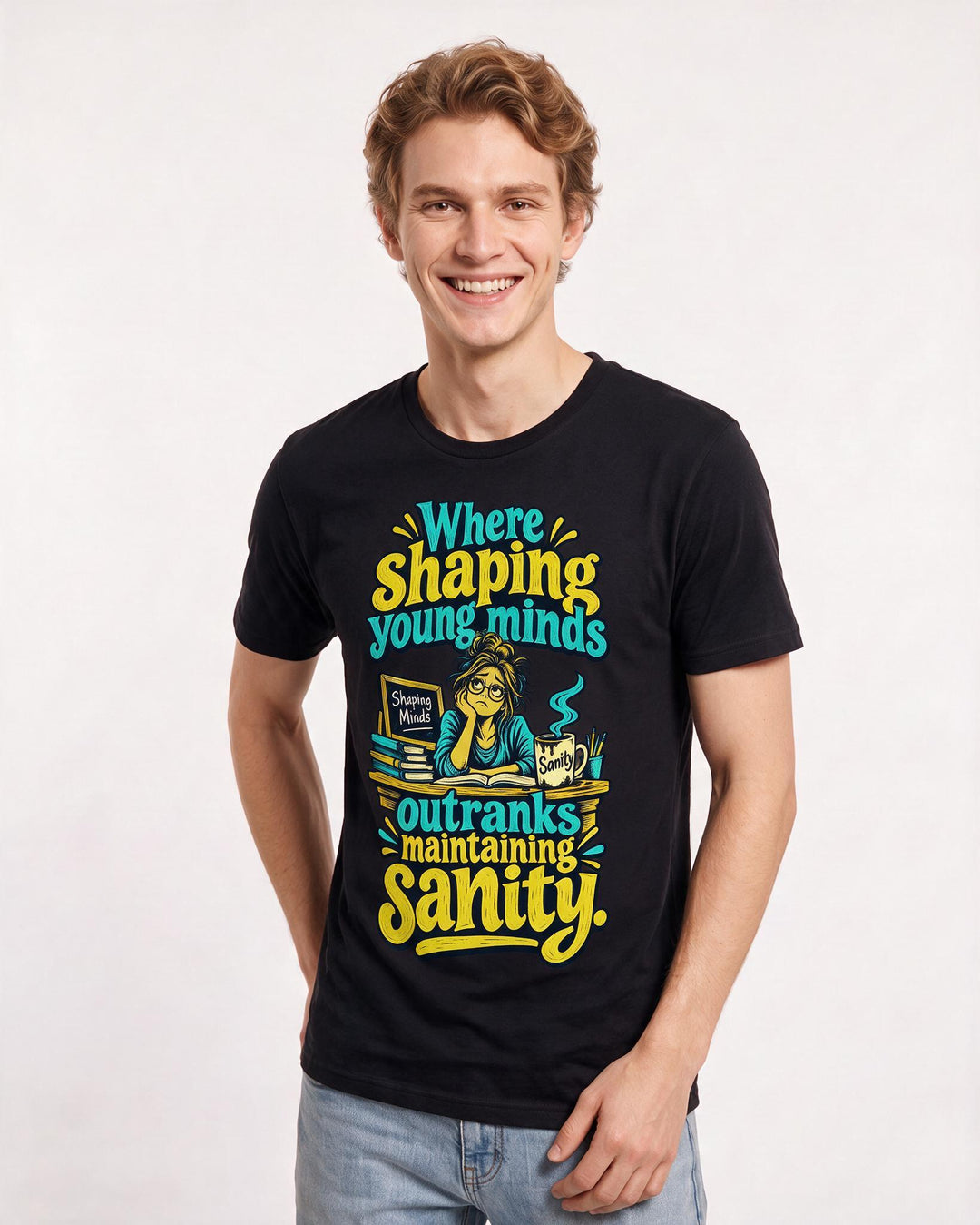 Teacher Black T-Shirt for Men – Everyday Expression Graphic Tee product image 1