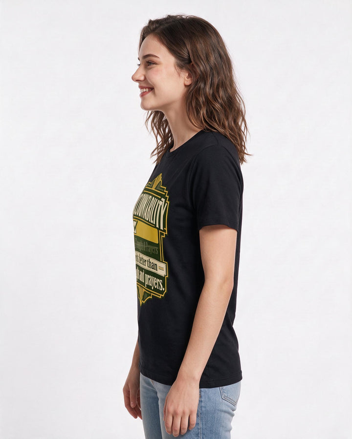 Political Statement Black T-Shirt for Women – Everyday Expression Graphic Tee product image 2