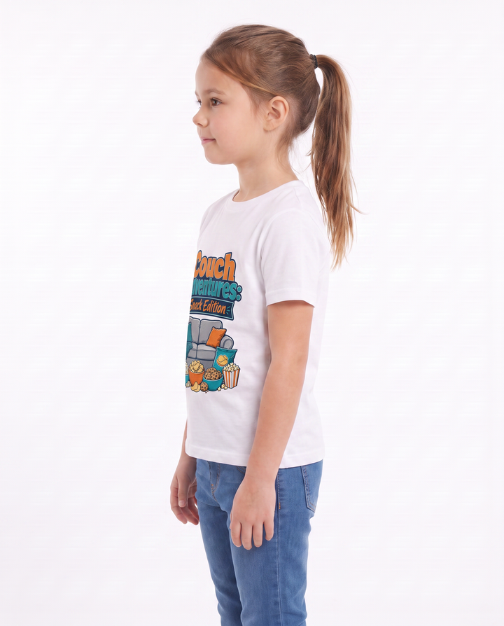 Couch Adventures: Snack Edition White T-Shirt mockup 2