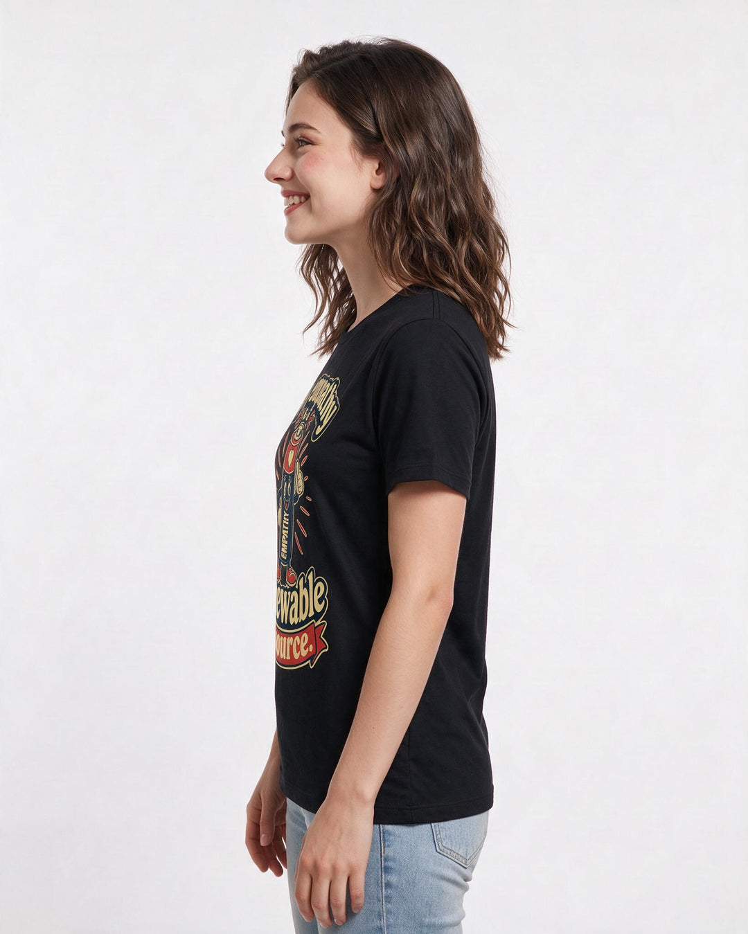 Nurse Women's Black T-Shirt – My empathy is a renewable resource. product image 2