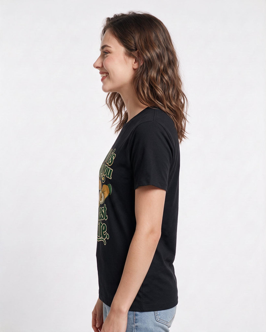 Couples Black T-Shirt for Women – Everyday Expression Graphic Tee product image 2