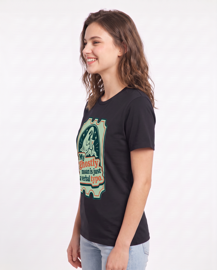 Halloween Women's Black T-Shirt - My ghostly moan is just a verbal product image 2