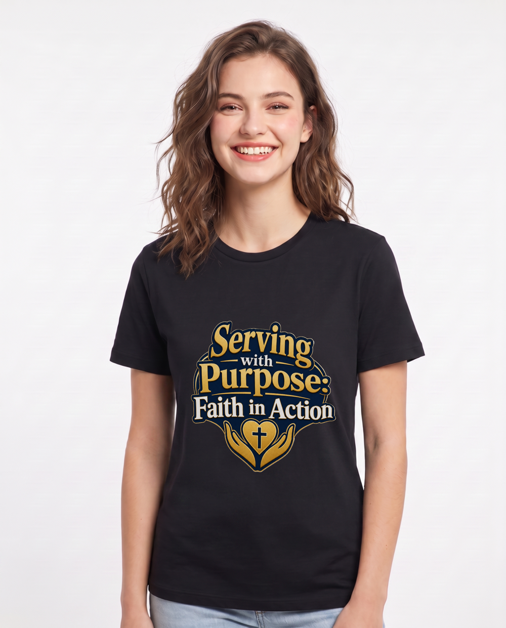 Serving with Purpose: Faith in Action Women's Black T-Shirt product image 2
