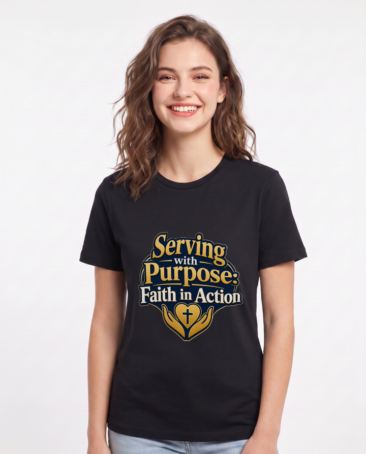 Serving with Purpose: Faith in Action Women's Black T-Shirt product image 2