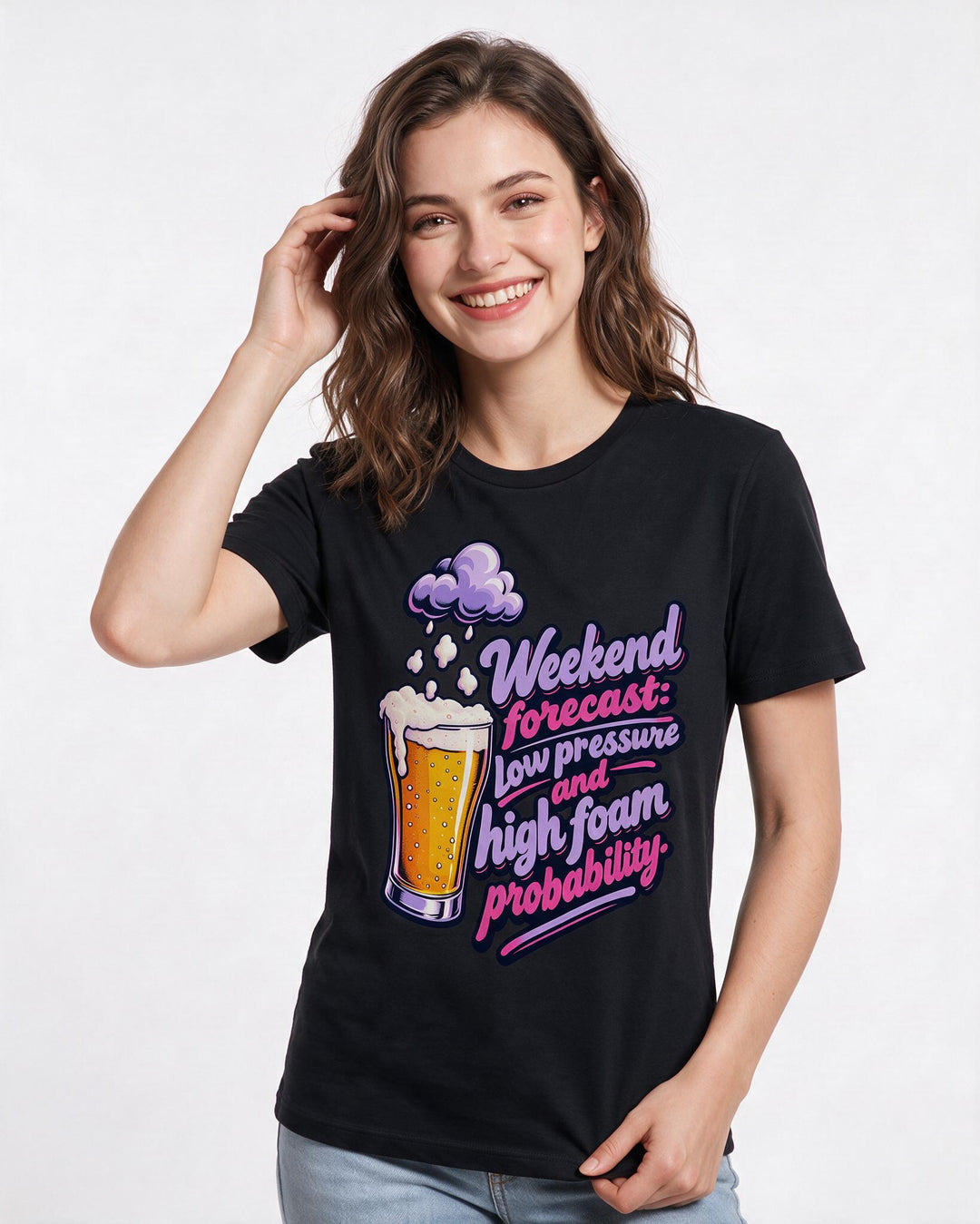 Beer Black T-Shirt for Women – Everyday Expression Graphic Tee product image 1