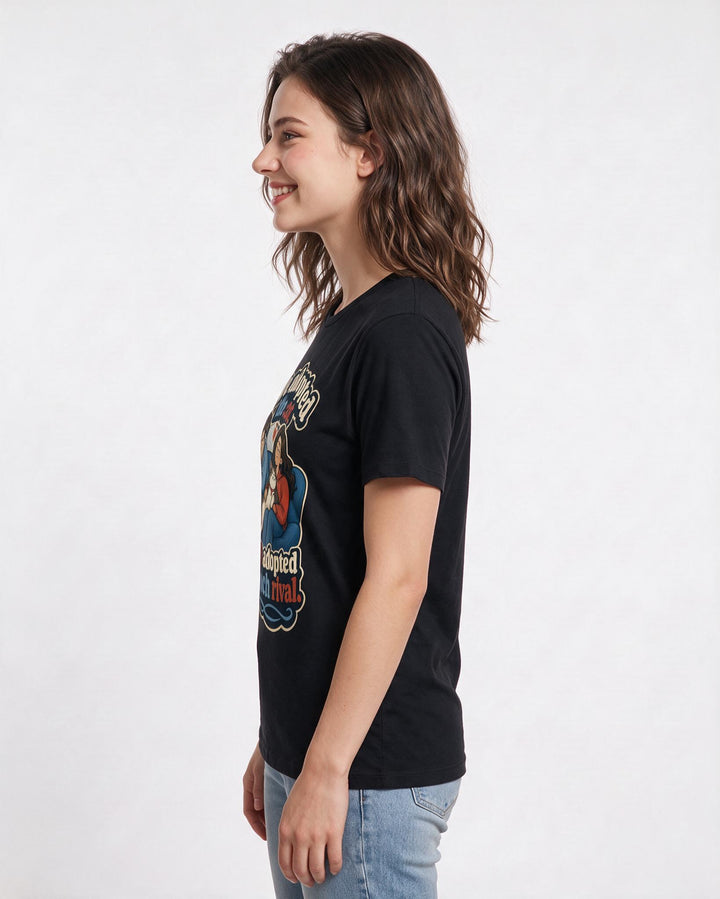 Couples Black T-Shirt for Women – Everyday Expression Graphic Tee product image 2