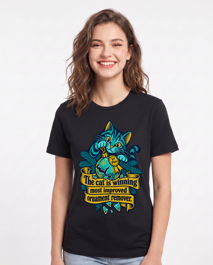 Christmas Black T-Shirt for Women – Holiday Theme Graphic Tee product image 3