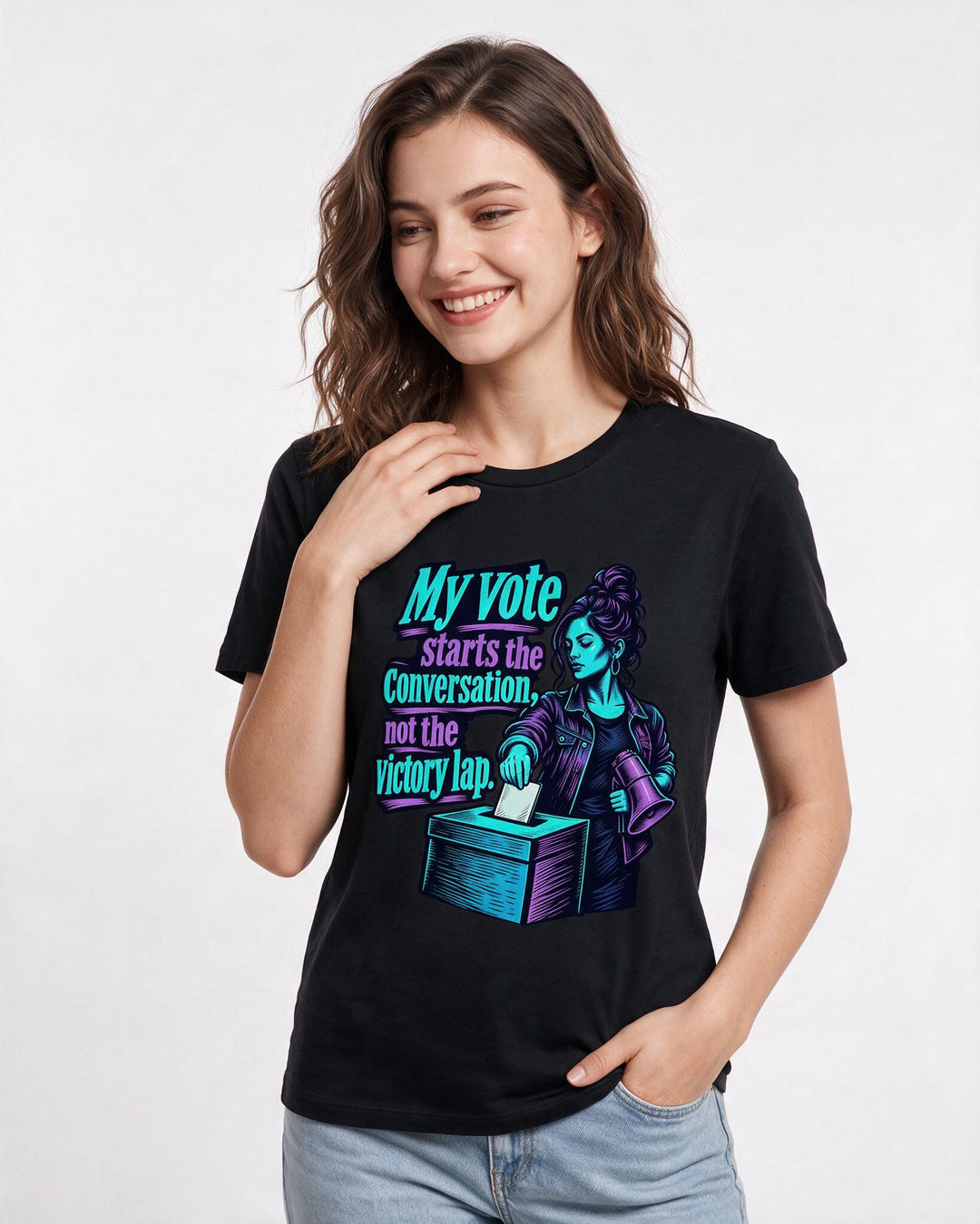 Political Statement Black T-Shirt for Women – Everyday Expression Graphic Tee product image 1