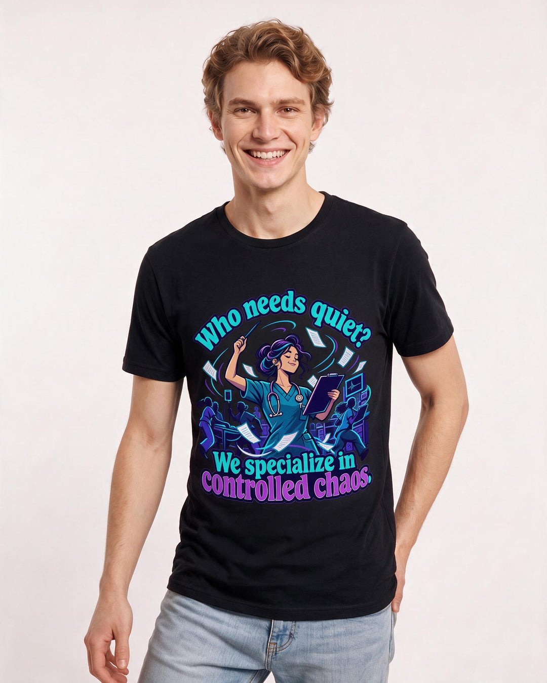 Nurse Black T-Shirt for Men – Nursing Life Graphic Tee product image 1