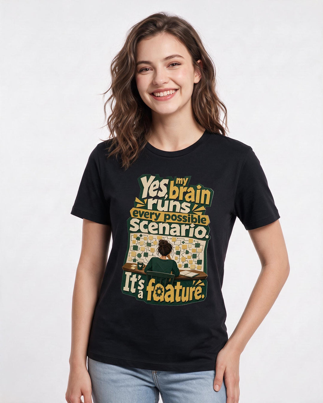 Neurodiversity Black T-Shirt for Women – Everyday Expression Graphic Tee product image 3