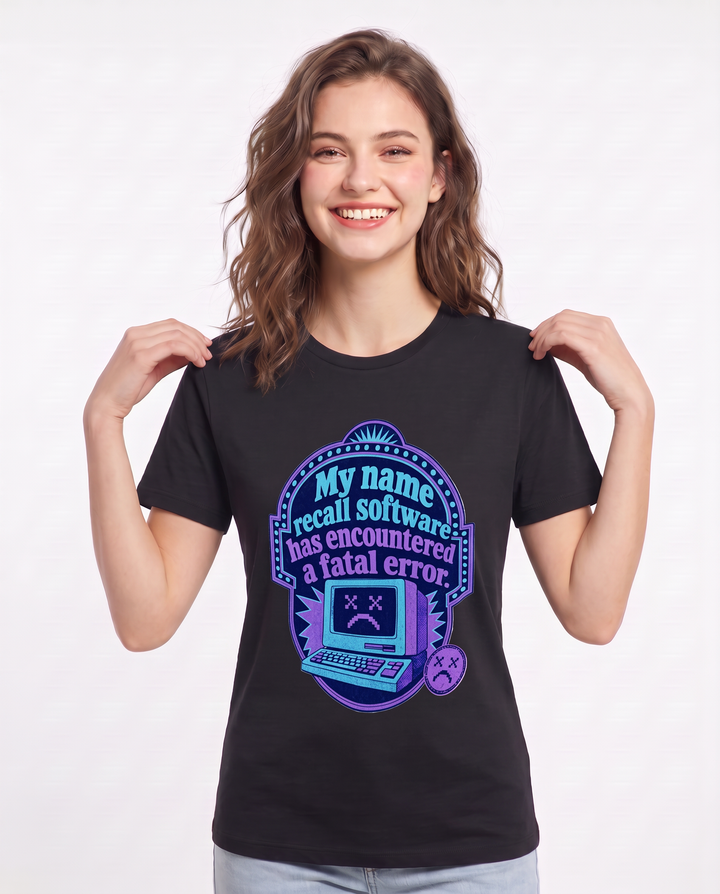 Graphic Women's Black T-Shirt - My name recall software has product image 3