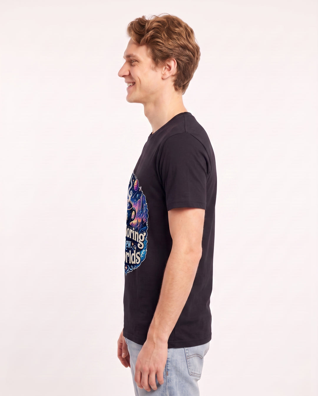 Exploring New Worlds Men's Black T-Shirt product image 3