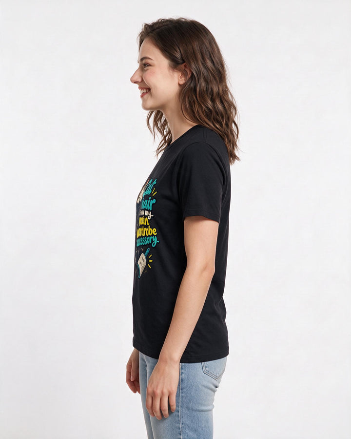 Cat Lover Black T-Shirt for Women – Everyday Expression Graphic Tee product image 2