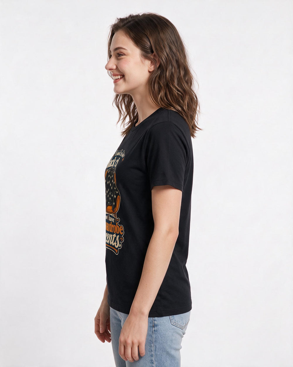 Cat Lover Black T-Shirt for Women – Everyday Expression Graphic Tee product image 2