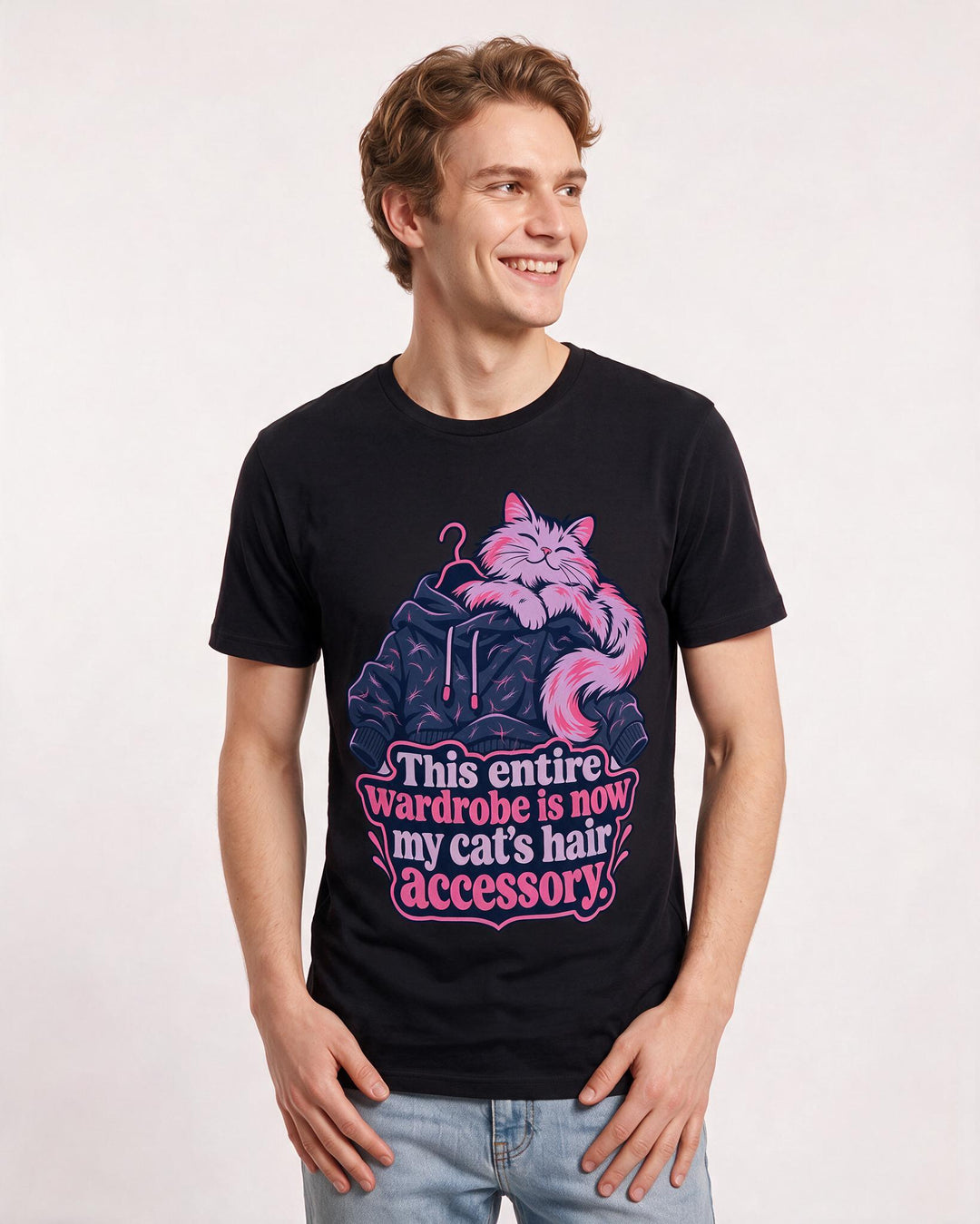 Cat Lover Black T-Shirt for Men – Everyday Expression Graphic Tee product image 1
