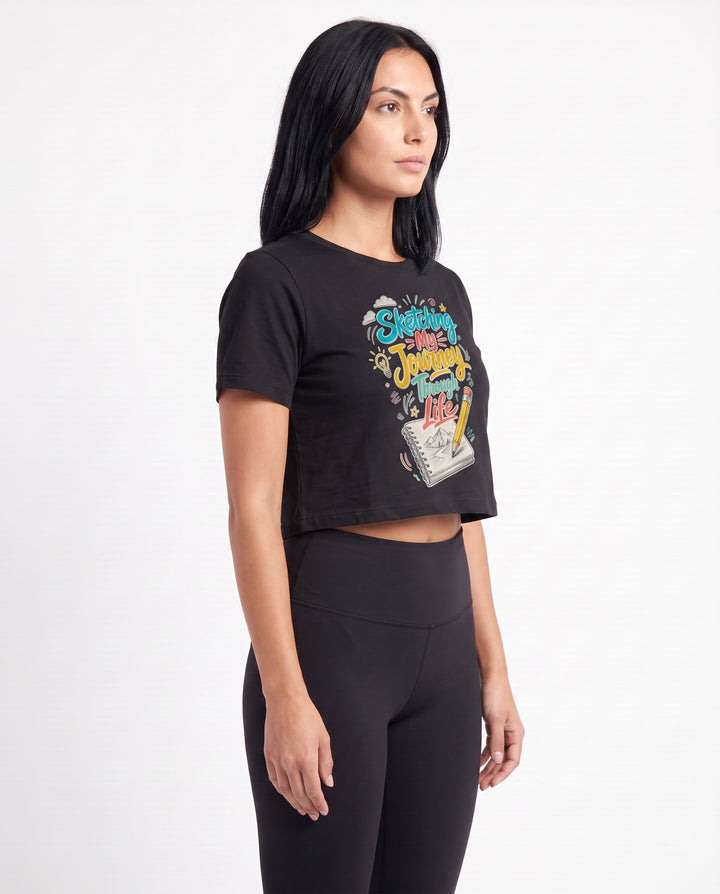 Sketching My Journey Through Life Crop Top mockup 2