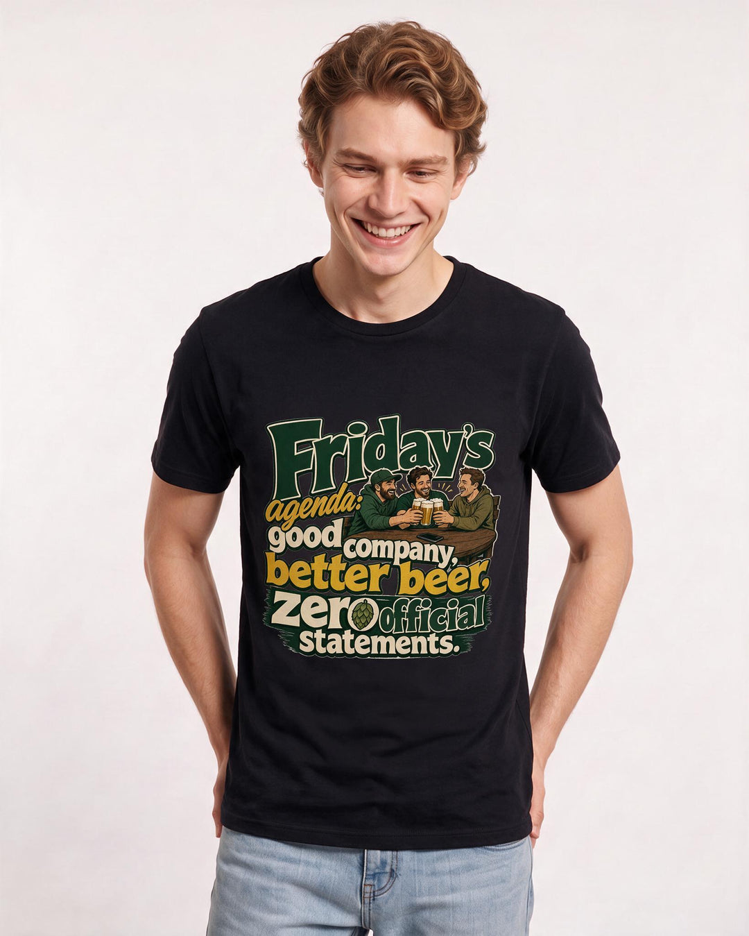 Beer Black T-Shirt for Men – Everyday Expression Graphic Tee product image 3