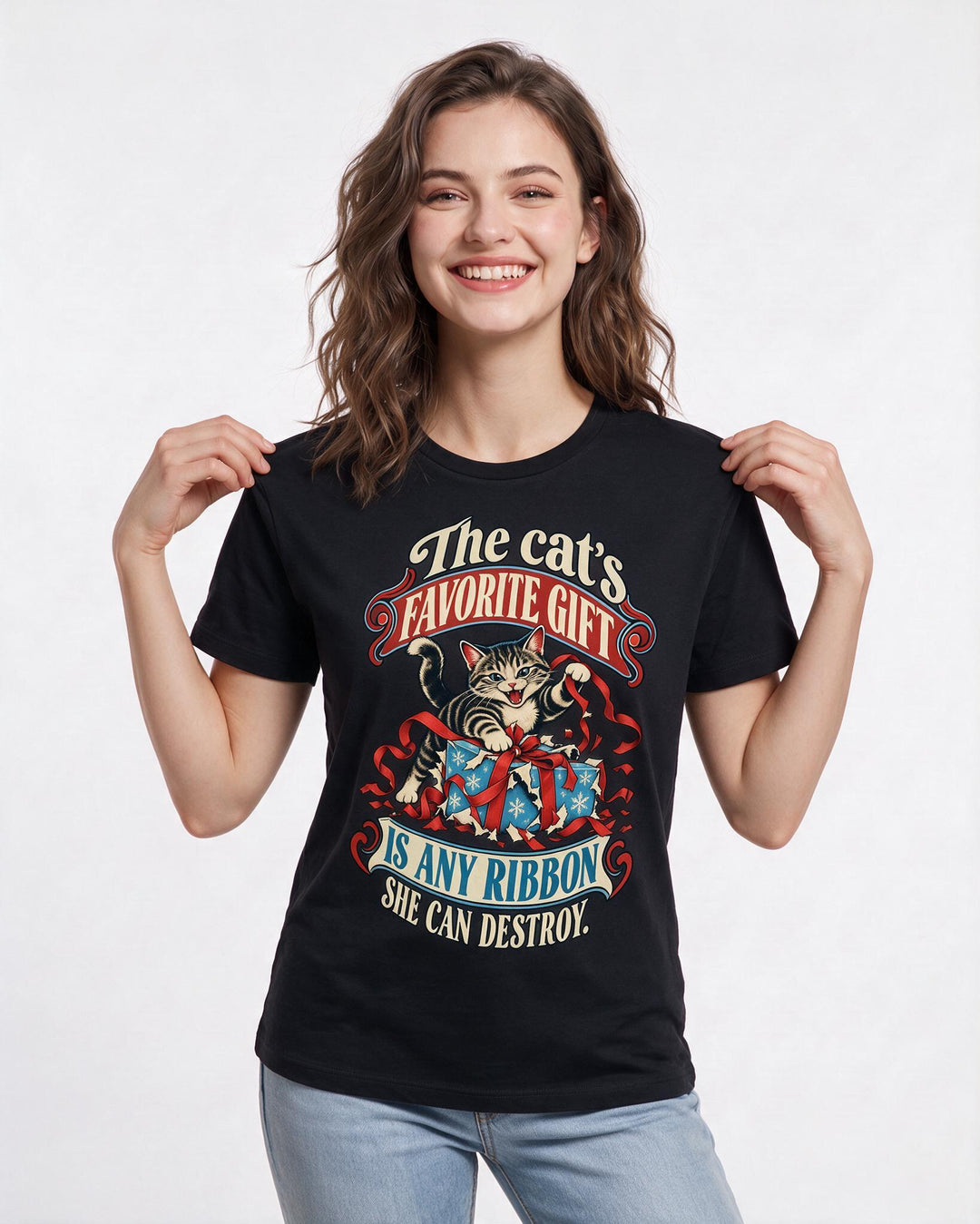 Christmas Black T-Shirt for Women – Holiday Theme Graphic Tee product image 1