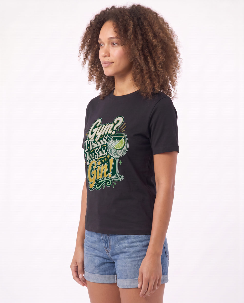 Gym? I Thought You Said Gin! Black T-Shirt mockup 2