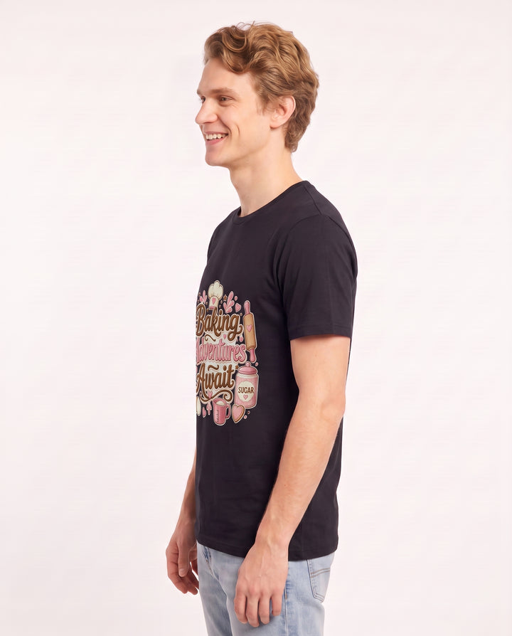 Baking Adventures Await Men's Black T-Shirt product image 3