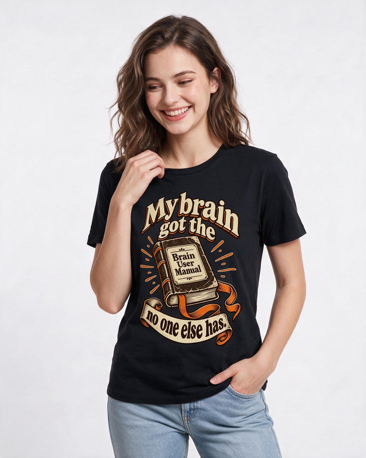 Neurodiversity Black T-Shirt for Women – Everyday Expression Graphic Tee product image 1