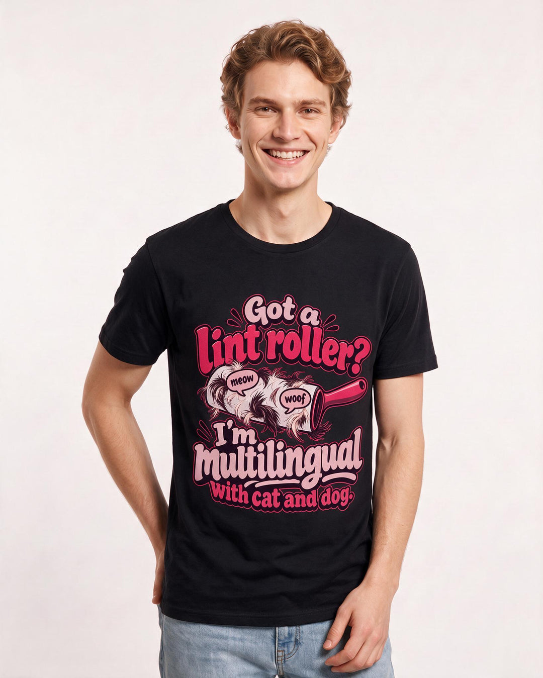 Cat Lover Black T-Shirt for Men – Everyday Expression Graphic Tee product image 1